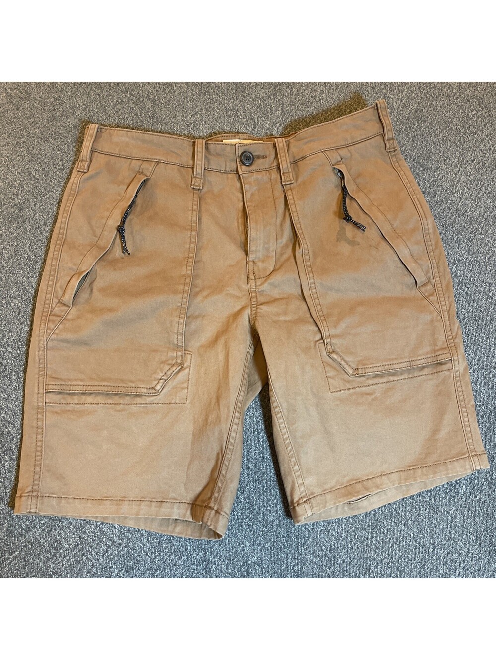 GOODTHREADS Men's Comfort Stretch shorts Brown  Sz 30 zipper front pockets